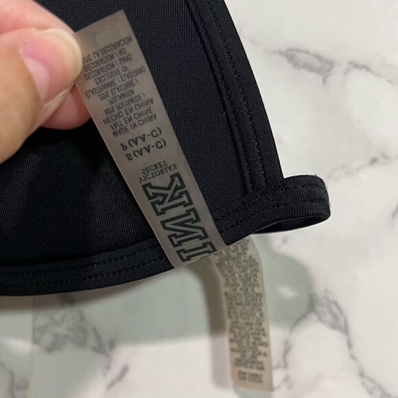 PINK - Victoria's Secret Black Triangle Geometric Bikini Top Size S - Picture 3 of 5